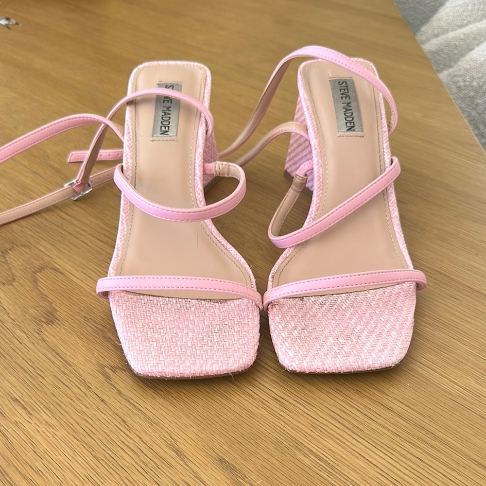 Steve Madden Pink Heels with Square Toe and Ankle Strap